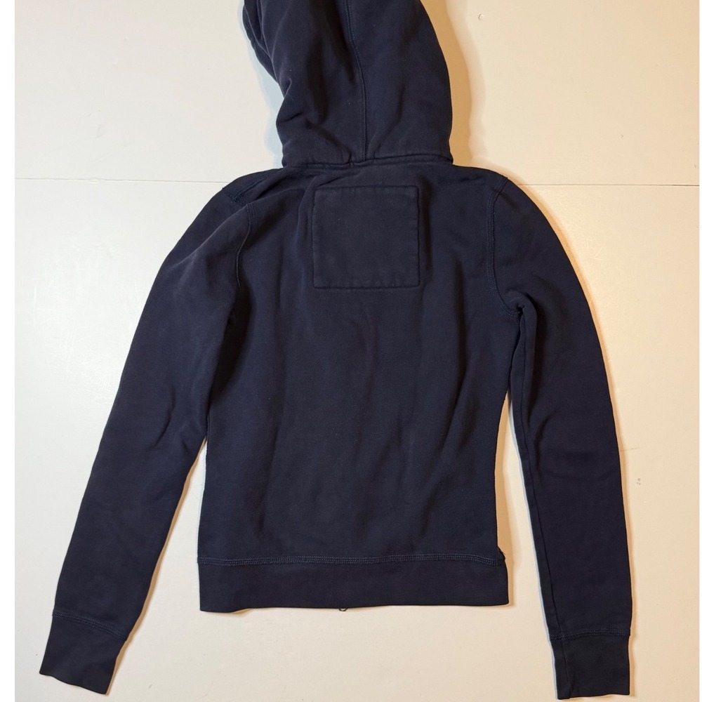 Vtg Abercrombie & Fitch Y2K Hoodie Large Navy Zip Up Logo Fleece Sweatshirt - Picture 2 of 6